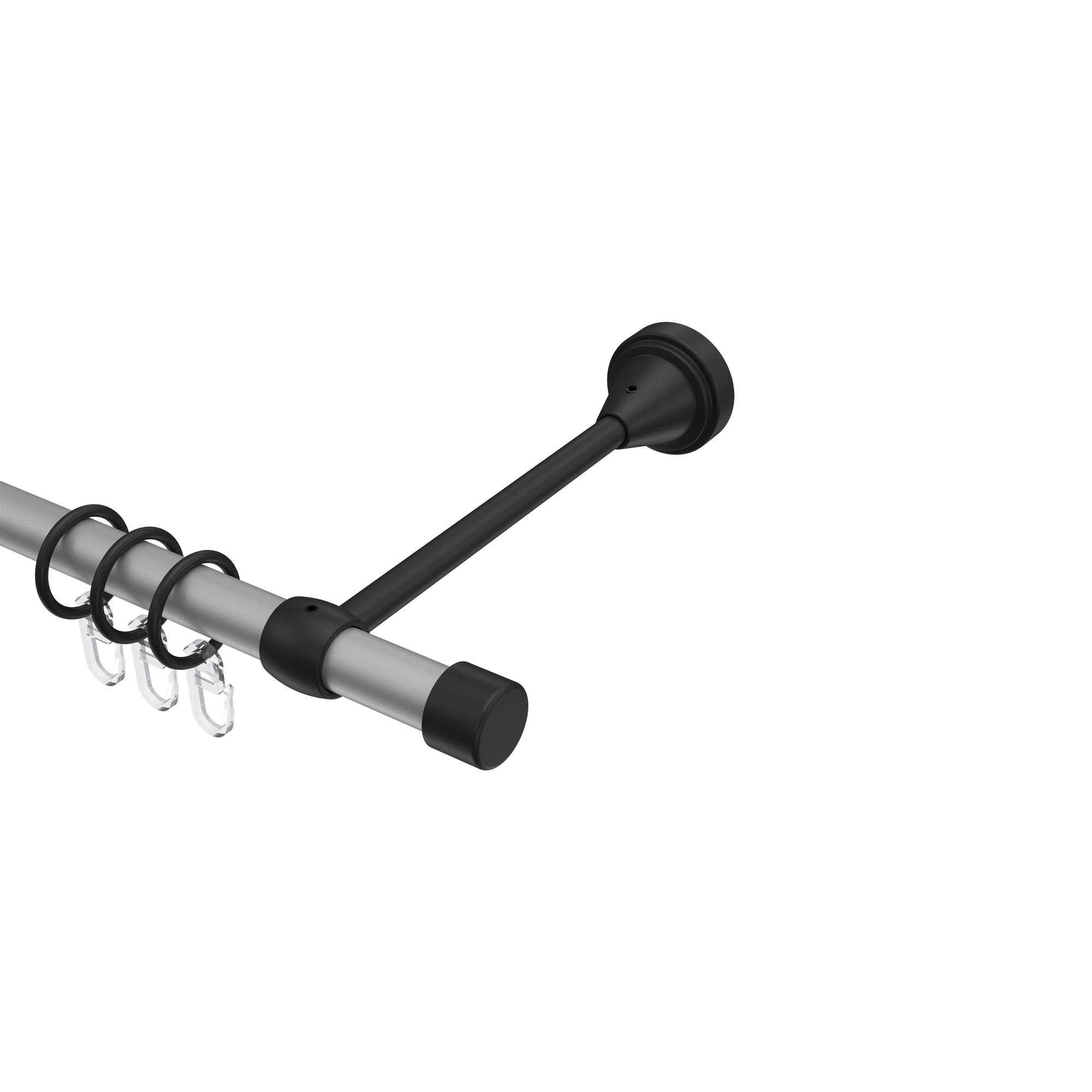 Gardinenstange Silbergrau / Schwarz, Metall 16 mm Ø Primus Lucan Gardinenstange Silbergrau / Schwarz, Metall 16 mm Ø Primus Lucan