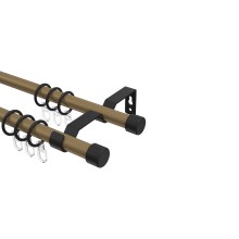 Gardinenstange Gold matt / Schwarz, Metall 16 mm Ø Olymp Lucan, 2-läufig Gardinenstange Gold matt / Schwarz, Metall 16 mm Ø Olymp Lucan, 2-läufig