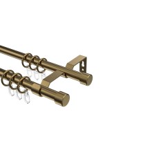 Gardinenstange Messing Antik, Metall 16 mm Ø Olymp Lucan, 2-läufig Gardinenstange Messing Antik, Metall 16 mm Ø Olymp Lucan, 2-läufig