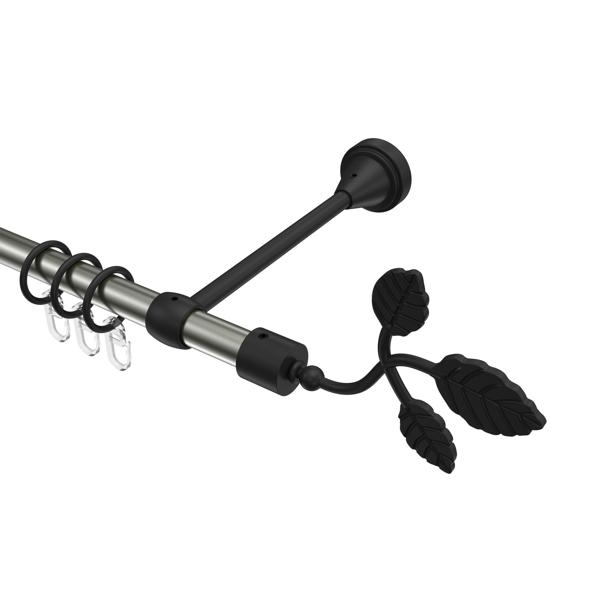 Gardinenstange Edelstahl-Optik / Schwarz, Metall 16 mm Ø Primus Alessia Gardinenstange Edelstahl-Optik / Schwarz, Metall 16 mm Ø Primus Alessia