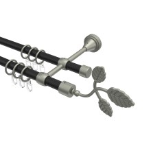 Vorhangstange Schwarz / Chrom matt, Metall 16 mm Ø Primus Alessia, 2-läufig Vorhangstange Schwarz / Chrom matt, Metall 16 mm Ø Primus Alessia, 2-läufig