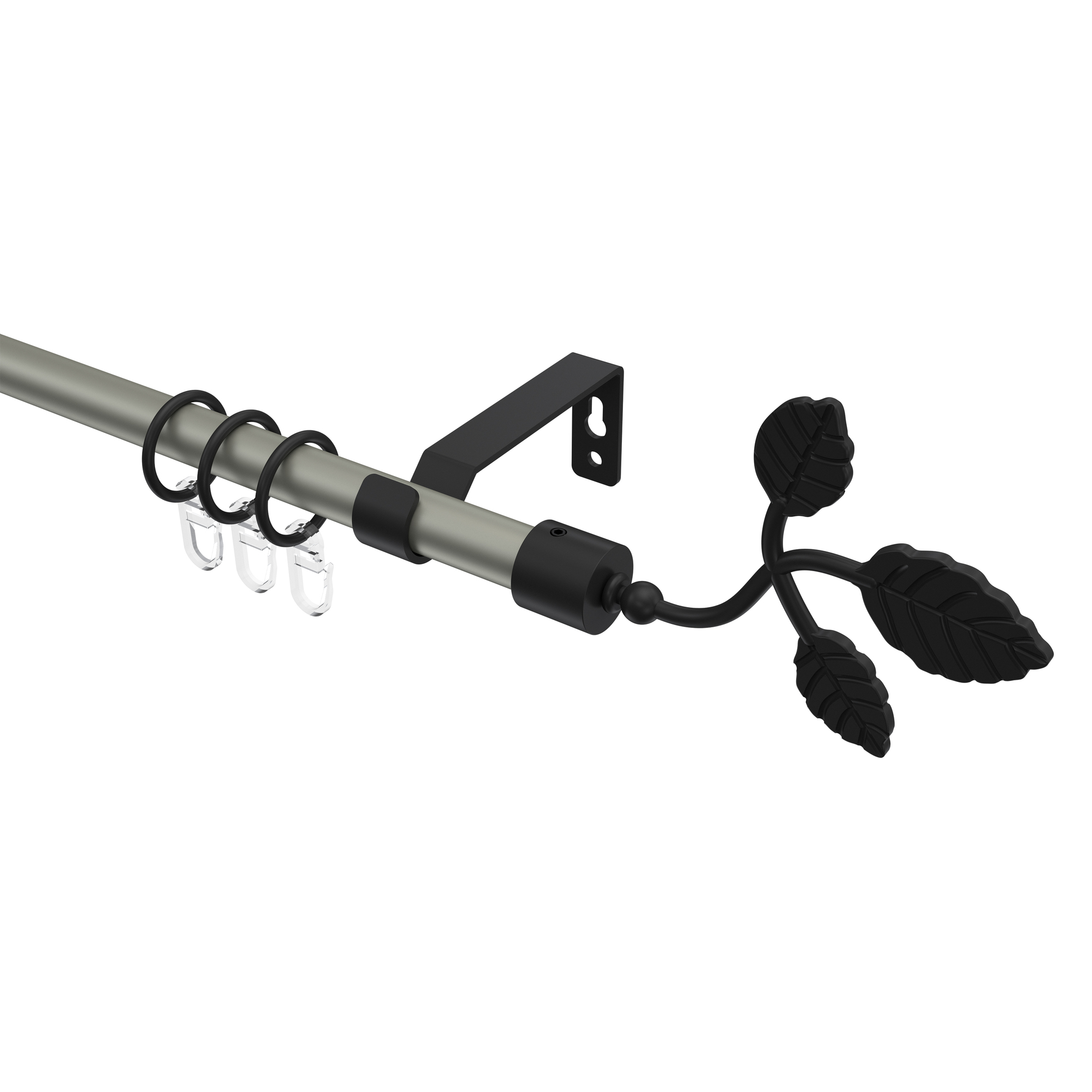 Gardinenstange Chrom matt / Schwarz, Metall 16 mm Ø Olymp Alessia Gardinenstange Chrom matt / Schwarz, Metall 16 mm Ø Olymp Alessia