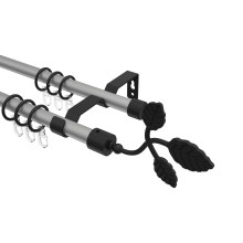 Vorhangstange Silbergrau / Schwarz, Metall 16 mm Ø Olymp Alessia, 2-läufig Vorhangstange Silbergrau / Schwarz, Metall 16 mm Ø Olymp Alessia, 2-läufig