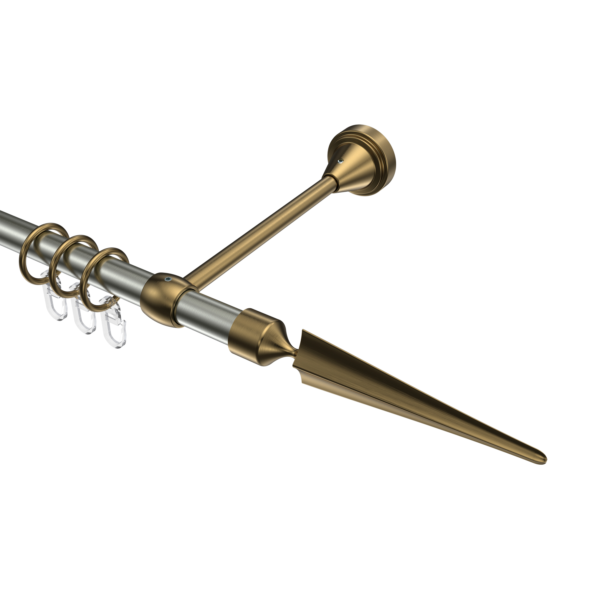 Gardinenstange Edelstahl-Optik / Messing Antik, Metall 16 mm Ø Primus Lorenzo Gardinenstange Edelstahl-Optik / Messing Antik, Metall 16 mm Ø Primus Lorenzo