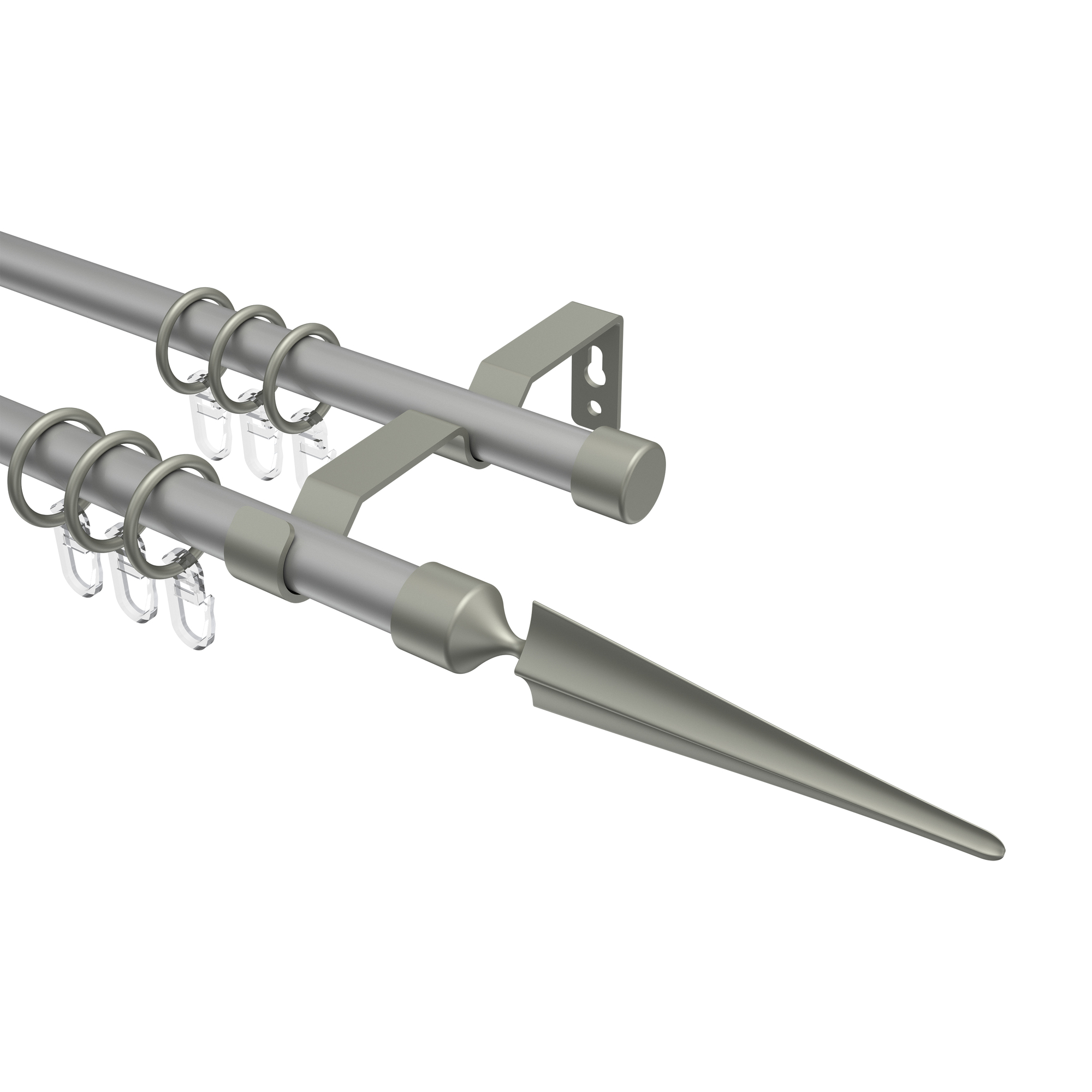 Vorhangstange Silbergrau / Chrom matt, Metall 16 mm Ø Olymp Lorenzo, zweiläufig Vorhangstange Silbergrau / Chrom matt, Metall 16 mm Ø Olymp Lorenzo, zweiläufig