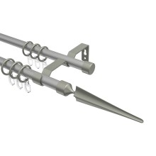 Vorhangstange Silbergrau / Chrom matt, Metall 16 mm Ø Olymp Lorenzo, zweiläufig Vorhangstange Silbergrau / Chrom matt, Metall 16 mm Ø Olymp Lorenzo, zweiläufig