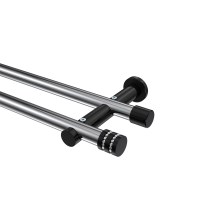 Vorhangstange Chrom / Schwarz, Metall 20 mm Ø Platon Estana, zweiläufig Vorhangstange Chrom / Schwarz, Metall 20 mm Ø Platon Estana, zweiläufig