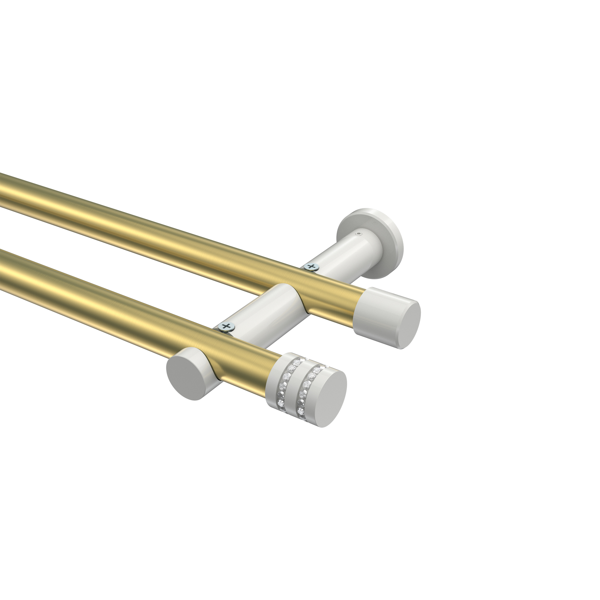 Gardinenstange Messing-Optik / Weiß, doppelläufig Metall 20 mm Ø Platon Estana Gardinenstange Messing-Optik / Weiß, doppelläufig Metall 20 mm Ø Platon Estana