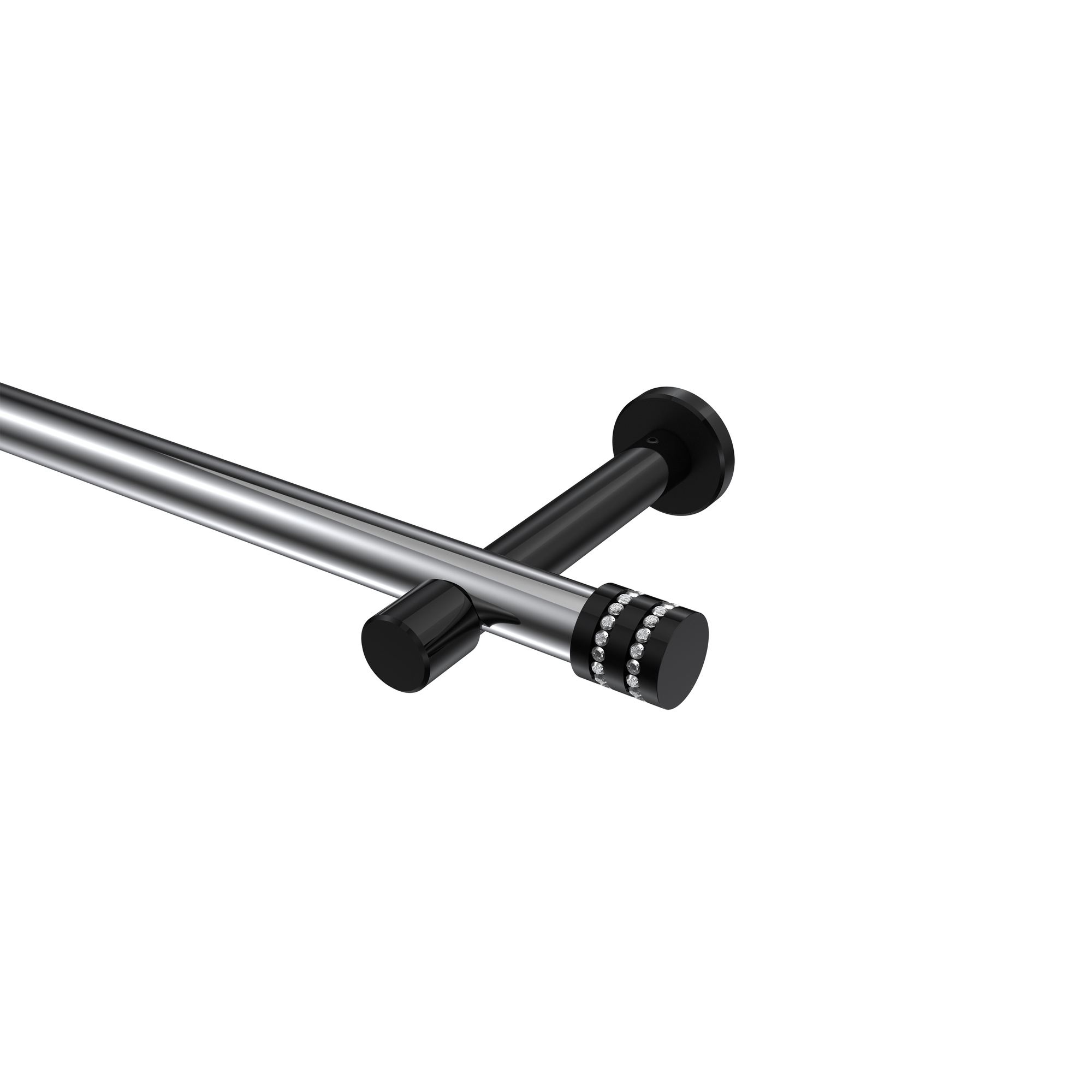 Vorhangstange Chrom / Schwarz, Metall 20 mm Ø Prestige Estana Vorhangstange Chrom / Schwarz, Metall 20 mm Ø Prestige Estana