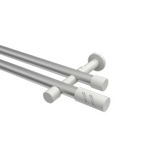 Gardinenstange Silbergrau / Weiß, Metall 20 mm Ø Prestige Zoena, 2-läufig Gardinenstange Silbergrau / Weiß, Metall 20 mm Ø Prestige Zoena, 2-läufig