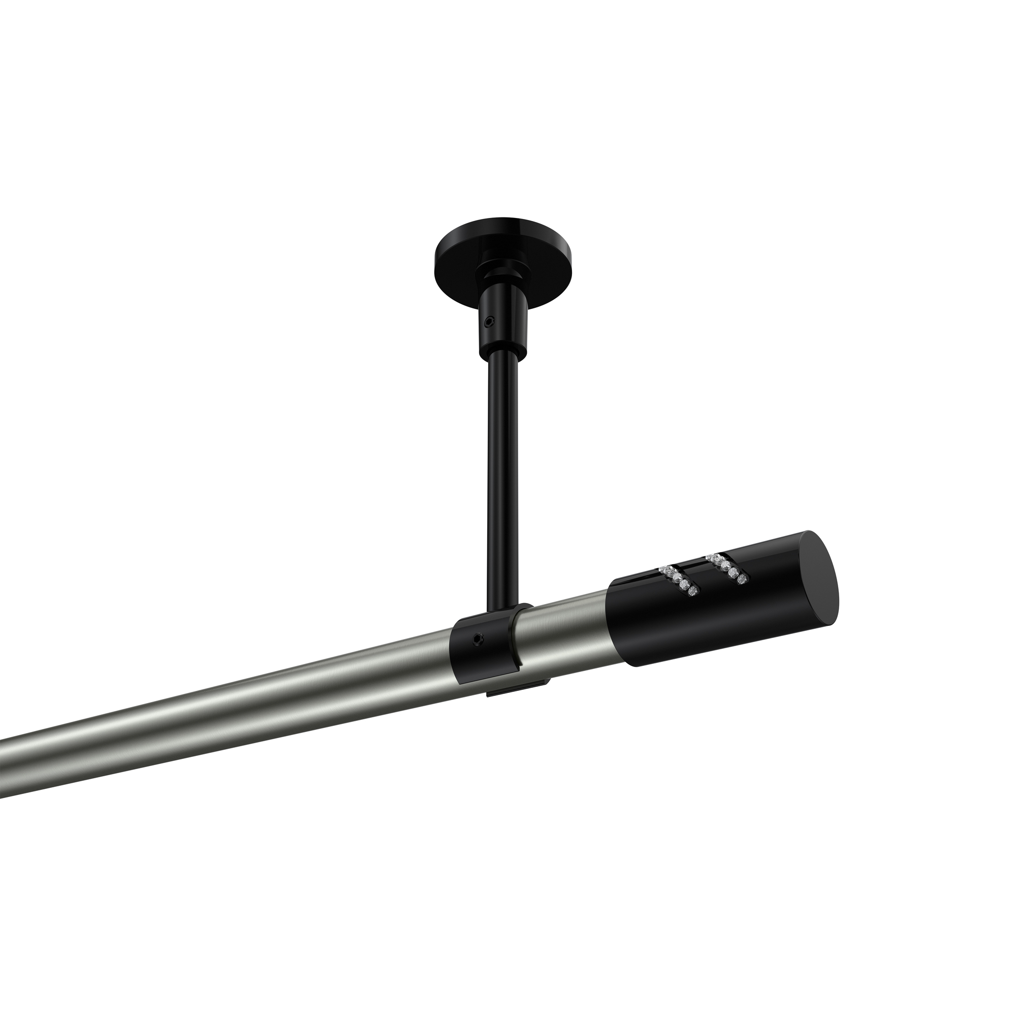 Gardinenstange (Deckenmontage) Edelstahl-Optik / Schwarz, Metall 20 mm Ø Sonette Zoena Gardinenstange (Deckenmontage) Edelstahl-Optik / Schwarz, Metall 20 mm Ø Sonette Zoena