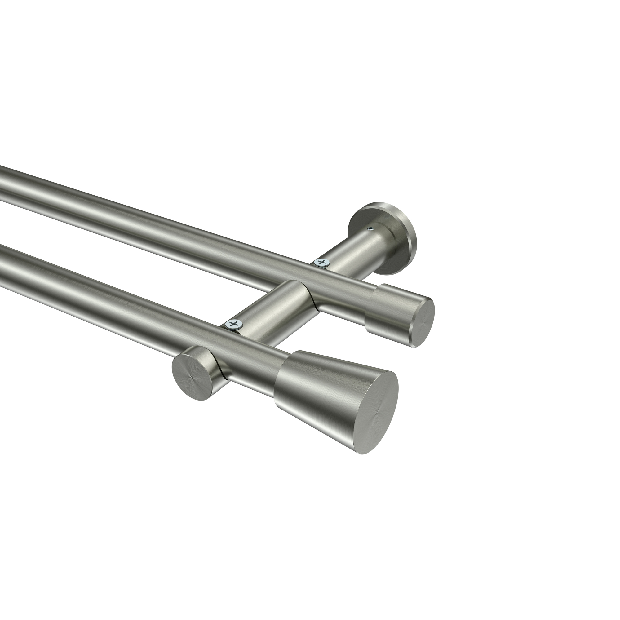 Gardinenstangen Edelstahl-Optik 20 mm Ø Platon Sitra, 2-läufig Gardinenstangen Edelstahl-Optik 20 mm Ø Platon Sitra, 2-läufig