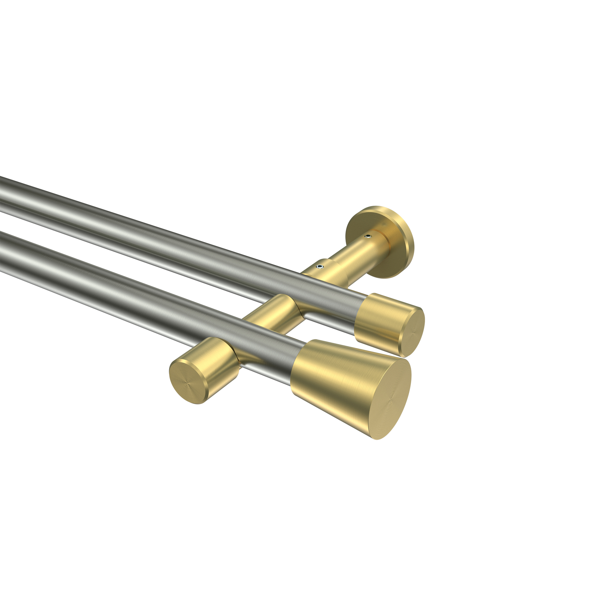 Gardinenstangen Edelstahl-Optik / Messing-Optik 20 mm Ø Prestige Sitra, zweiläufig Gardinenstangen Edelstahl-Optik / Messing-Optik 20 mm Ø Prestige Sitra, zweiläufig