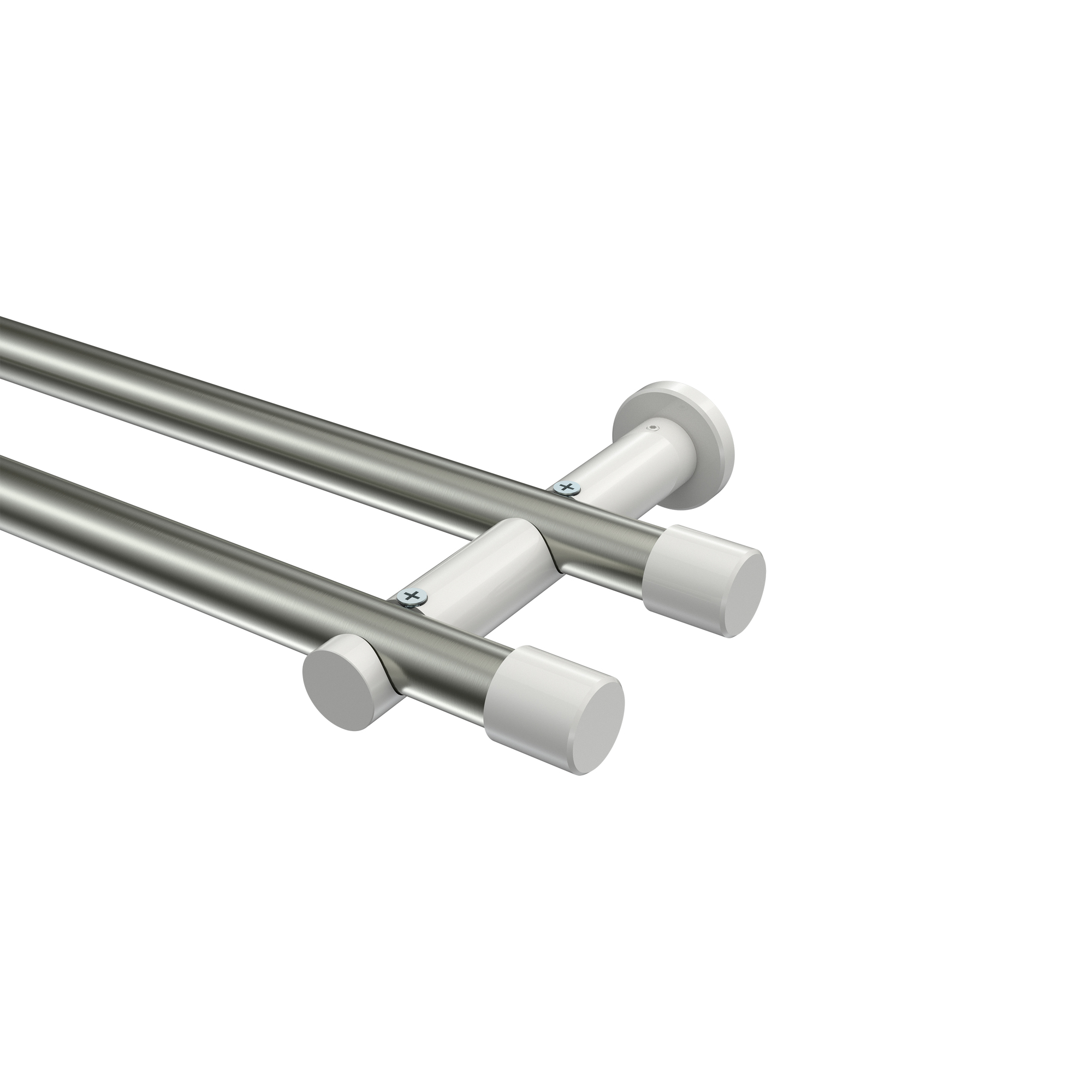 Stilgarnituren Edelstahl-Optik / Weiß, Metall 20 mm Ø Platon Santo, zweiläufig Stilgarnituren Edelstahl-Optik / Weiß, Metall 20 mm Ø Platon Santo, zweiläufig