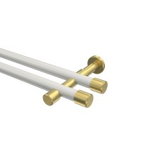 Vorhangstange Weiß / Messing-Optik, 2-läufig Metall 20 mm Ø Prestige Santo Vorhangstange Weiß / Messing-Optik, 2-läufig Metall 20 mm Ø Prestige Santo