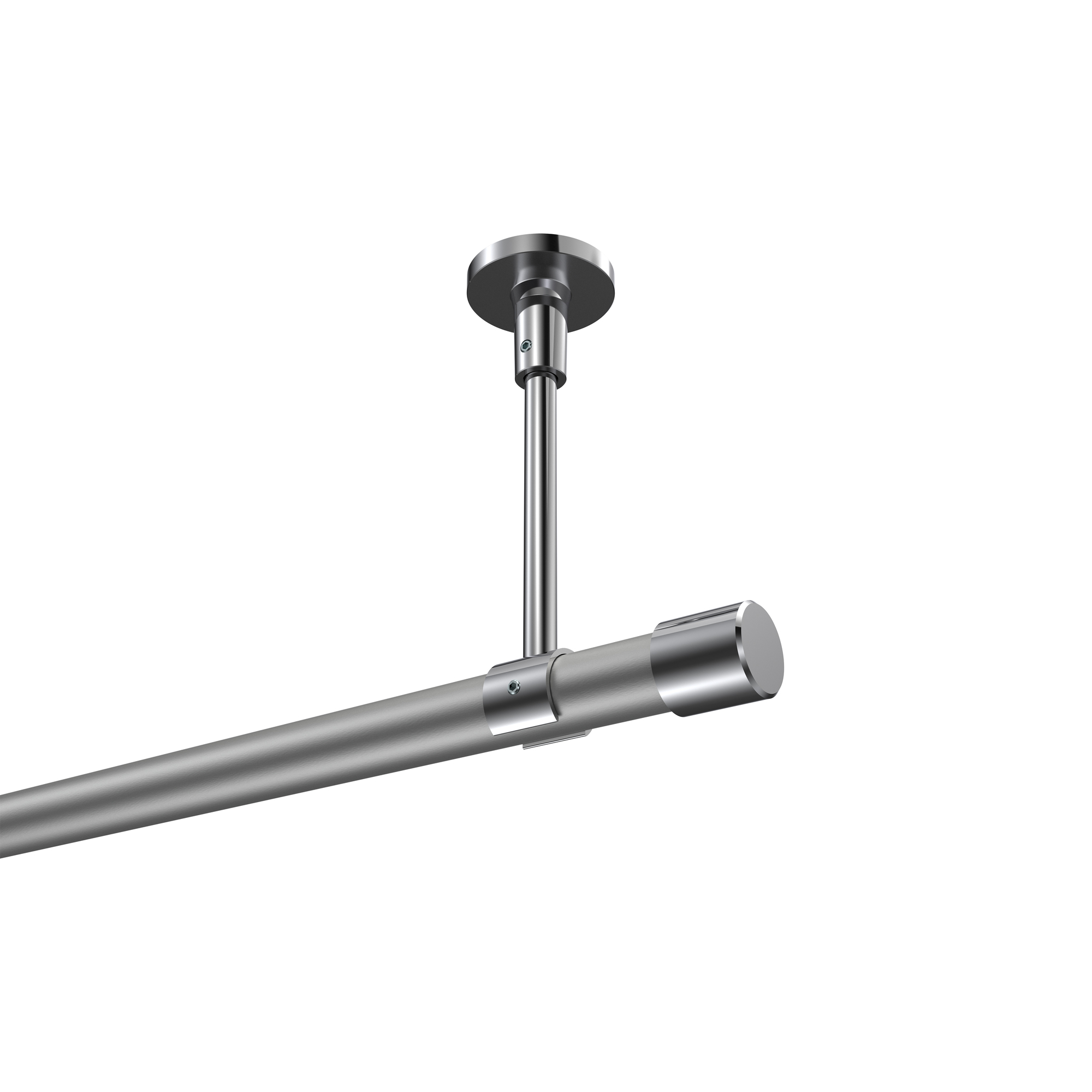 Gardinenstange (Deckenmontage) Silbergrau / Chrom, Metall 20 mm Ø Sonette Santo Gardinenstange (Deckenmontage) Silbergrau / Chrom, Metall 20 mm Ø Sonette Santo