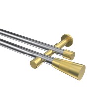 Gardinenstange Chrom / Messing-Optik, zweiläufig Metall 20 mm Ø Prestige Tanara Gardinenstange Chrom / Messing-Optik, zweiläufig Metall 20 mm Ø Prestige Tanara