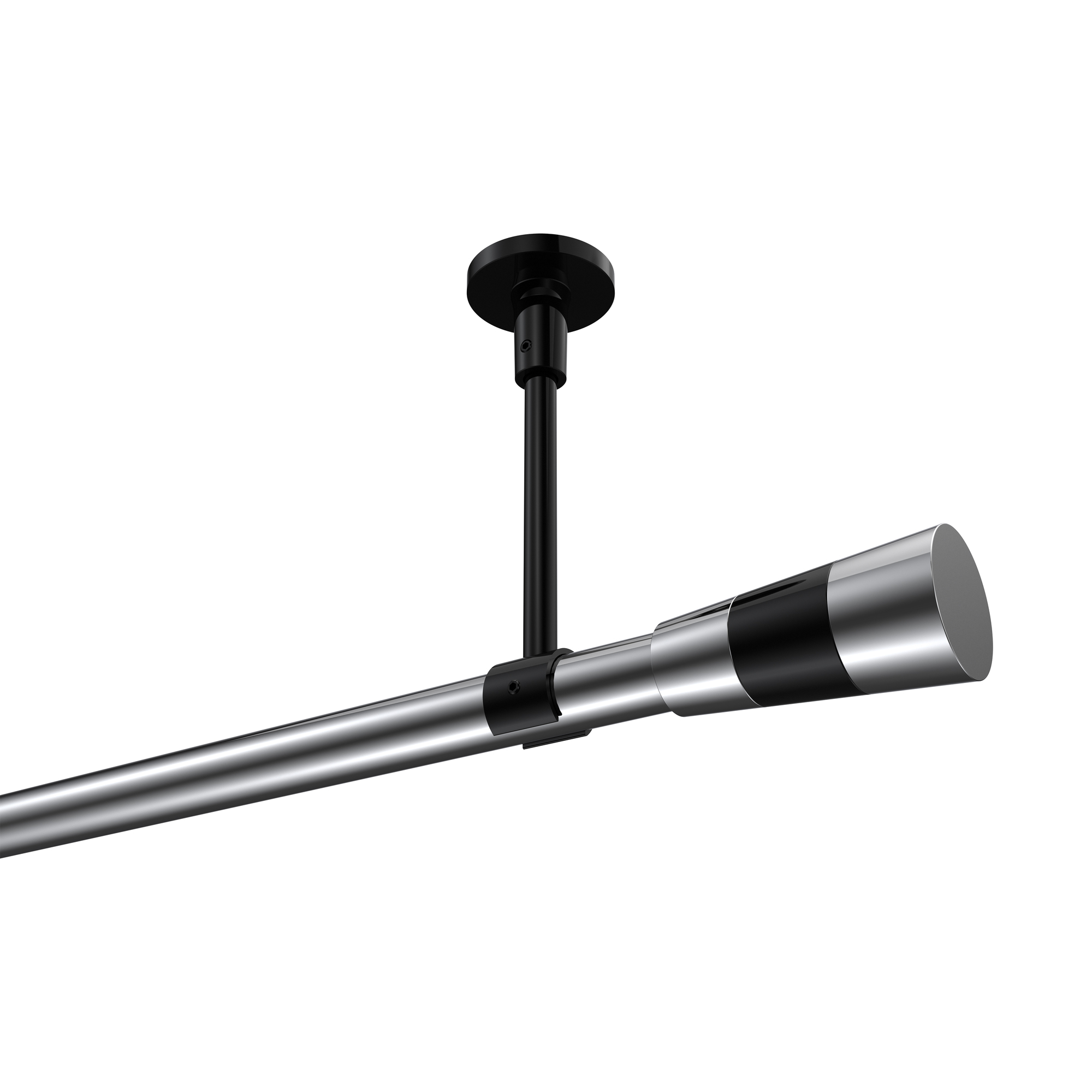 Gardinenstange (Deckenanbringung) Chrom / Schwarz, Metall 20 mm Ø Sonette Tanara Gardinenstange (Deckenanbringung) Chrom / Schwarz, Metall 20 mm Ø Sonette Tanara