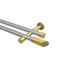 Gardinenstange Silbergrau / Messing-Optik, zweiläufig Metall 20 mm Ø Prestige Verano Gardinenstange Silbergrau / Messing-Optik, zweiläufig Metall 20 mm Ø Prestige Verano