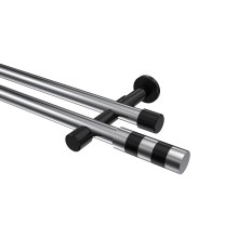Vorhangstangen Chrom / Schwarz, Metall 20 mm Ø Prestige Mavell, doppelläufig Vorhangstangen Chrom / Schwarz, Metall 20 mm Ø Prestige Mavell, doppelläufig