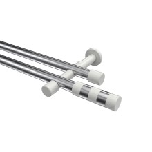 Vorhangstangen Chrom / Weiß, Metall 20 mm Ø Prestige Mavell, zweiläufig Vorhangstangen Chrom / Weiß, Metall 20 mm Ø Prestige Mavell, zweiläufig