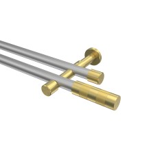 Gardinenstange Silbergrau / Messing-Optik, 2-läufig Metall 20 mm Ø Prestige Mavell Gardinenstange Silbergrau / Messing-Optik, 2-läufig Metall 20 mm Ø Prestige Mavell