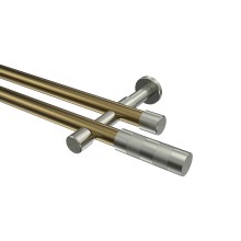 Vorhangstange Messing Antik / Edelstahl-Optik, 2-läufig Metall 20 mm Ø Prestige Mavell Vorhangstange Messing Antik / Edelstahl-Optik, 2-läufig Metall 20 mm Ø Prestige Mavell