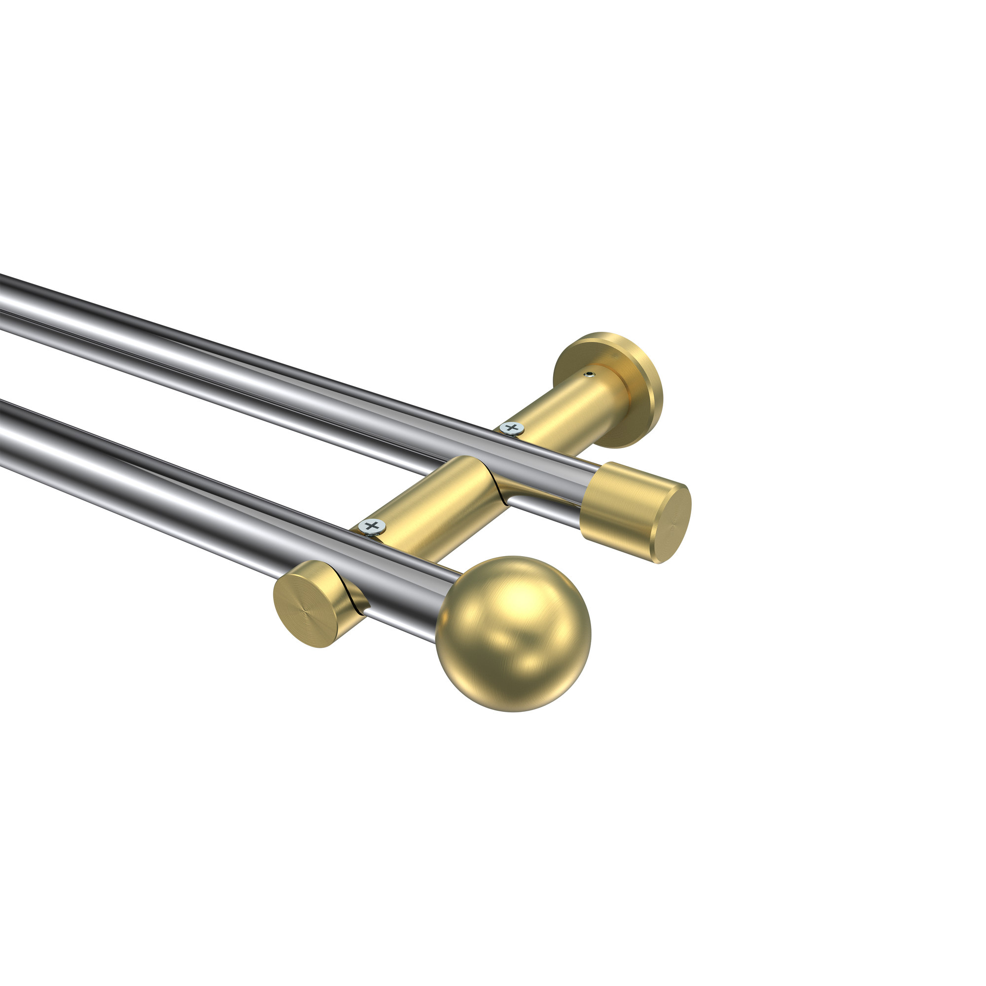 Gardinenstange Chrom / Messing-Optik, doppelläufig Metall 20 mm Ø Platon Luino Gardinenstange Chrom / Messing-Optik, doppelläufig Metall 20 mm Ø Platon Luino