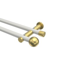 Vorhangstange Weiß / Messing-Optik, doppelläufig Metall 20 mm Ø Platon Luino Vorhangstange Weiß / Messing-Optik, doppelläufig Metall 20 mm Ø Platon Luino