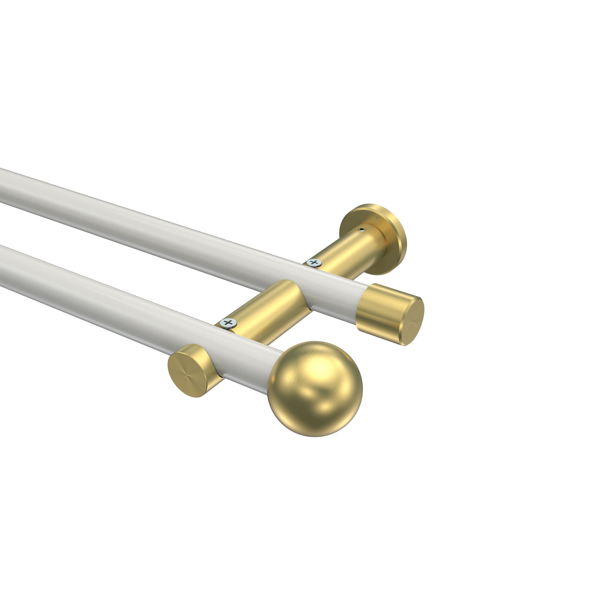 Vorhangstange Weiß / Messing-Optik, doppelläufig Metall 20 mm Ø Platon Luino Vorhangstange Weiß / Messing-Optik, doppelläufig Metall 20 mm Ø Platon Luino