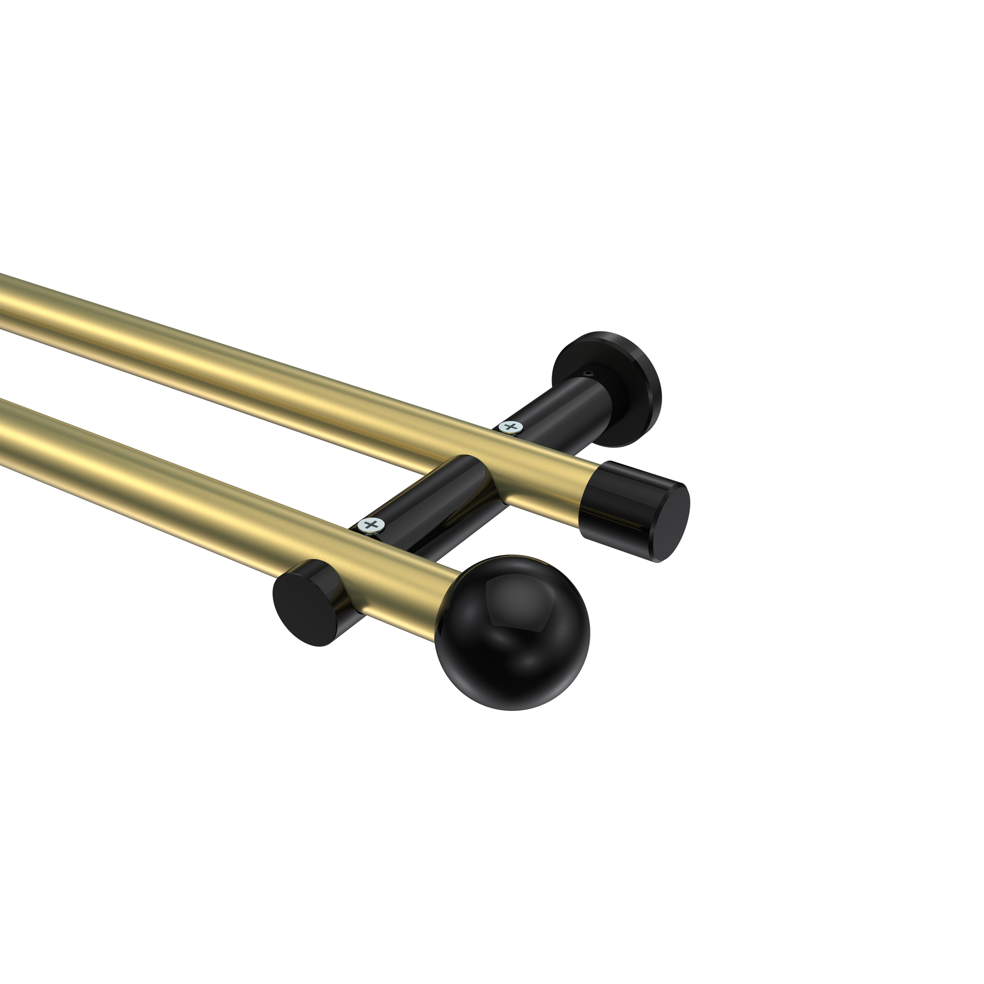 Gardinenstange Messing-Optik / Schwarz, zweiläufig Metall 20 mm Ø Platon Luino Gardinenstange Messing-Optik / Schwarz, zweiläufig Metall 20 mm Ø Platon Luino