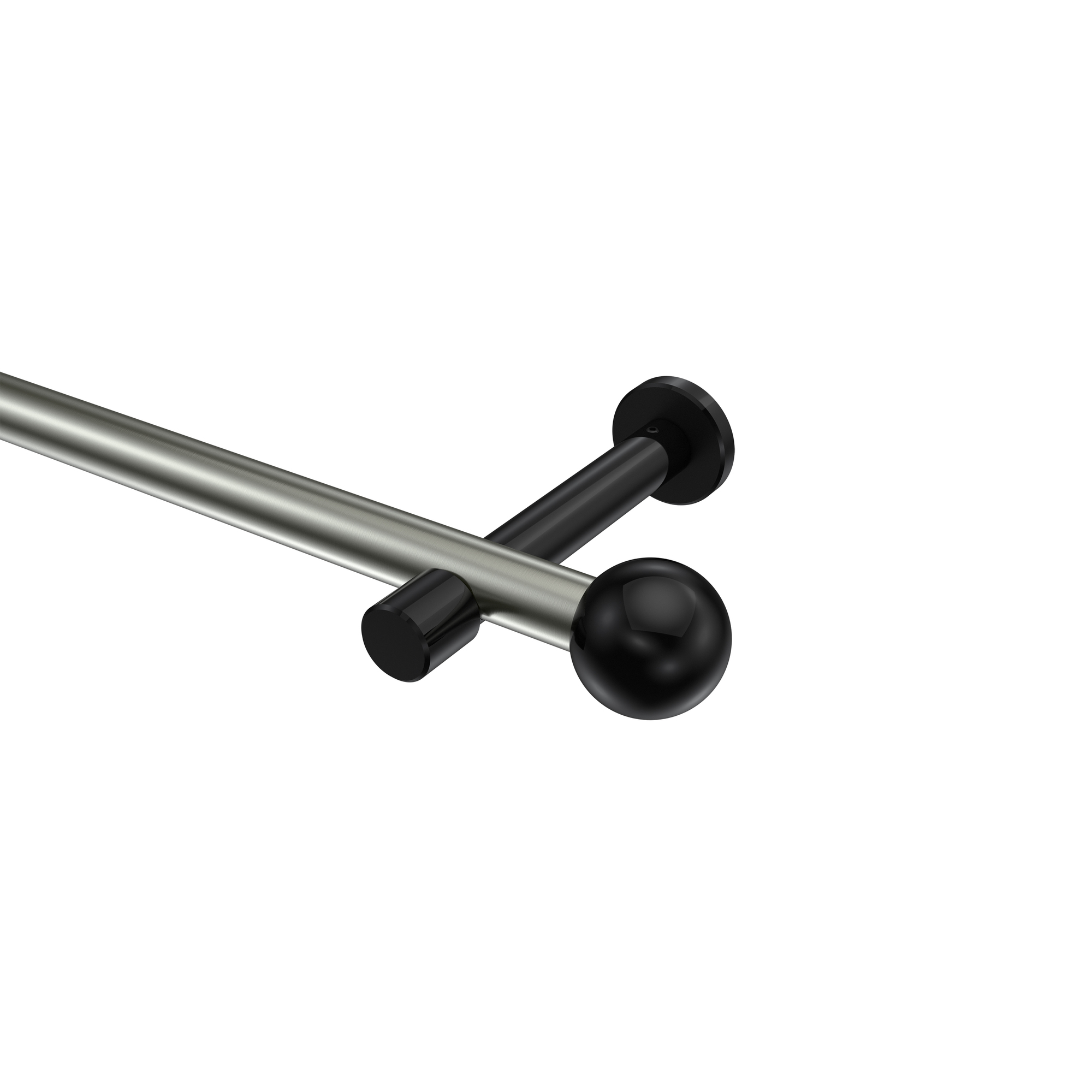 Vorhangstangen Edelstahl-Optik / Schwarz, Metall 20 mm Ø Prestige Luino Vorhangstangen Edelstahl-Optik / Schwarz, Metall 20 mm Ø Prestige Luino