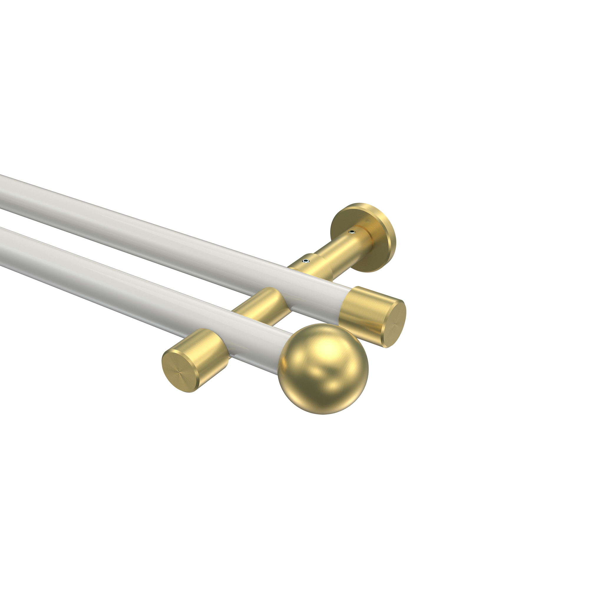 Vorhangstange Weiß / Messing-Optik, zweiläufig Metall 20 mm Ø Prestige Luino Vorhangstange Weiß / Messing-Optik, zweiläufig Metall 20 mm Ø Prestige Luino