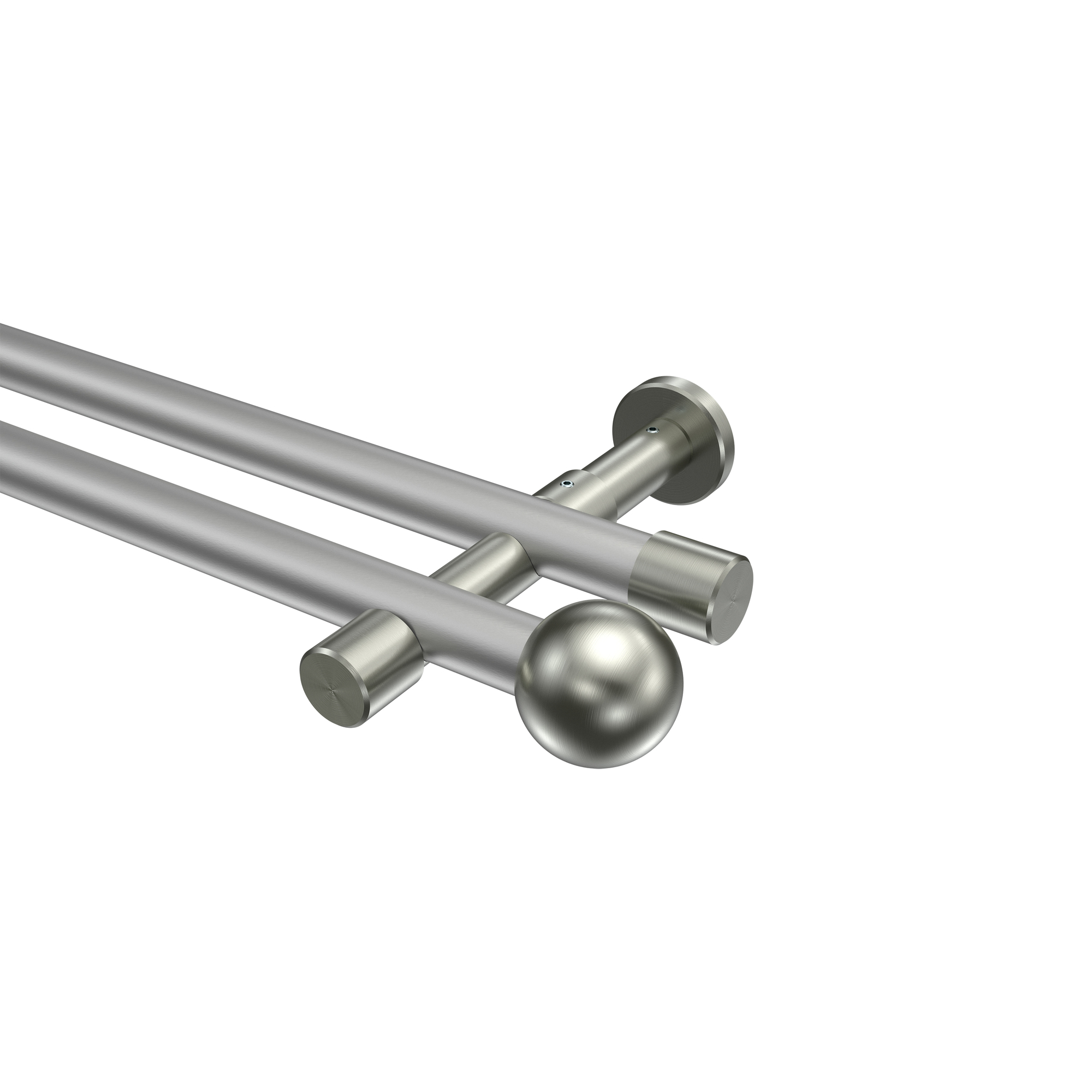 Gardinenstange Silbergrau / Edelstahl-Optik, zweiläufig Metall 20 mm Ø Prestige Luino Gardinenstange Silbergrau / Edelstahl-Optik, zweiläufig Metall 20 mm Ø Prestige Luino