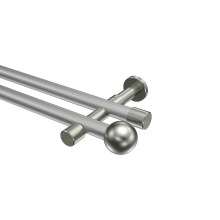Gardinenstange Silbergrau / Edelstahl-Optik, zweiläufig Metall 20 mm Ø Prestige Luino Gardinenstange Silbergrau / Edelstahl-Optik, zweiläufig Metall 20 mm Ø Prestige Luino