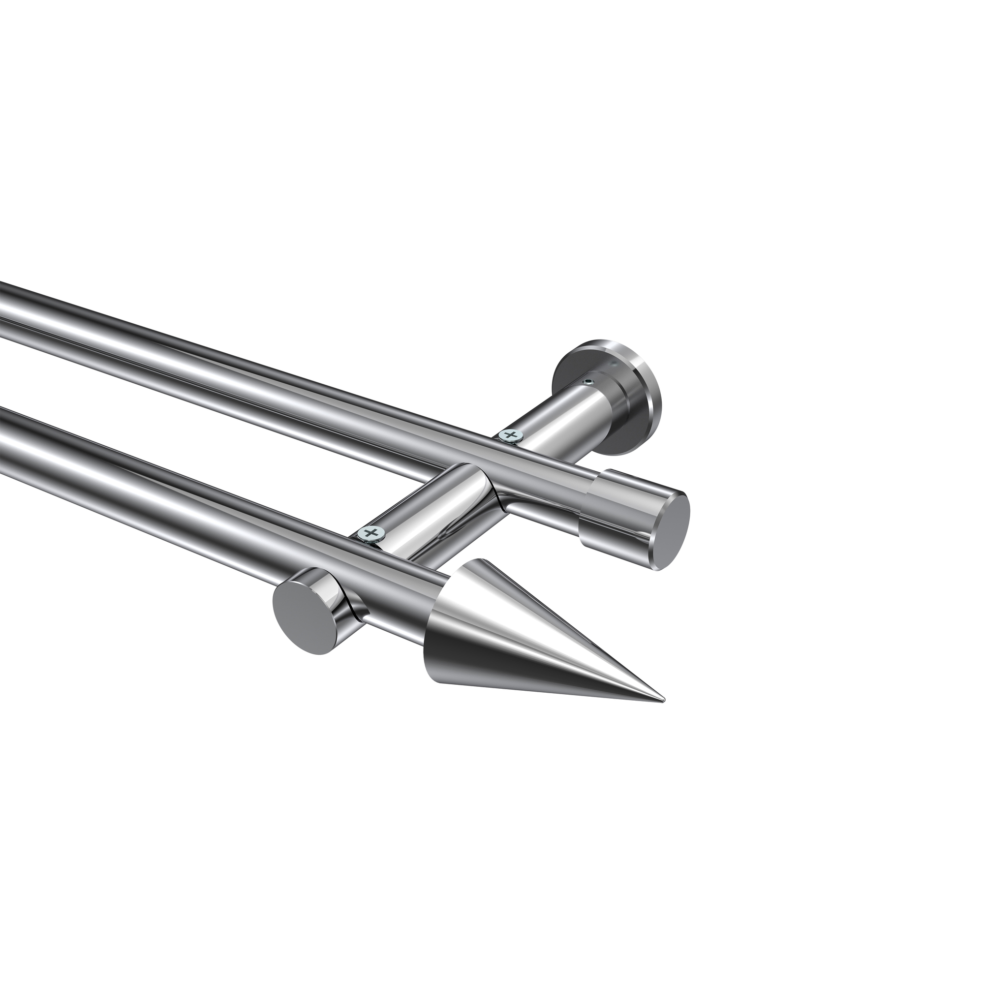 Vorhangstange Chrom, Metall 20 mm Ø Platon Savio, doppelläufig Vorhangstange Chrom, Metall 20 mm Ø Platon Savio, doppelläufig