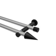 Gardinenstangen Silbergrau / Schwarz, Metall 20 mm Ø Platon Savio, doppelläufig Gardinenstangen Silbergrau / Schwarz, Metall 20 mm Ø Platon Savio, doppelläufig