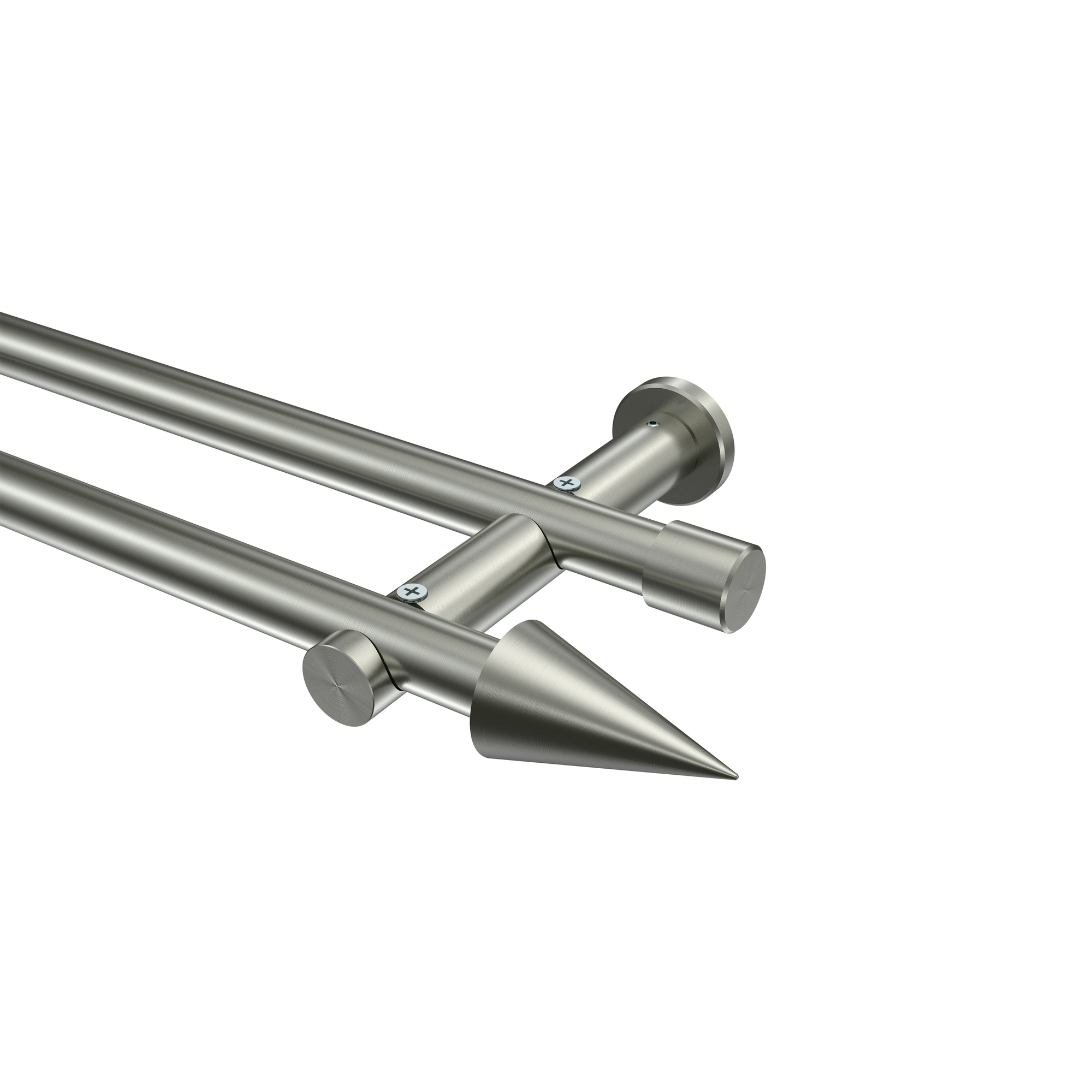 Gardinenstange Edelstahl-Optik 20 mm Ø Platon Savio, zweiläufig Gardinenstange Edelstahl-Optik 20 mm Ø Platon Savio, zweiläufig