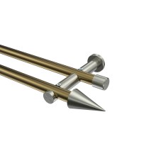 Vorhangstange Messing Antik / Edelstahl-Optik, 2-läufig Metall 20 mm Ø Platon Savio Vorhangstange Messing Antik / Edelstahl-Optik, 2-läufig Metall 20 mm Ø Platon Savio