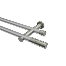 Gardinenstange Silbergrau / Edelstahl-Optik, zweiläufig Metall 20 mm Ø Platon Elanto Gardinenstange Silbergrau / Edelstahl-Optik, zweiläufig Metall 20 mm Ø Platon Elanto