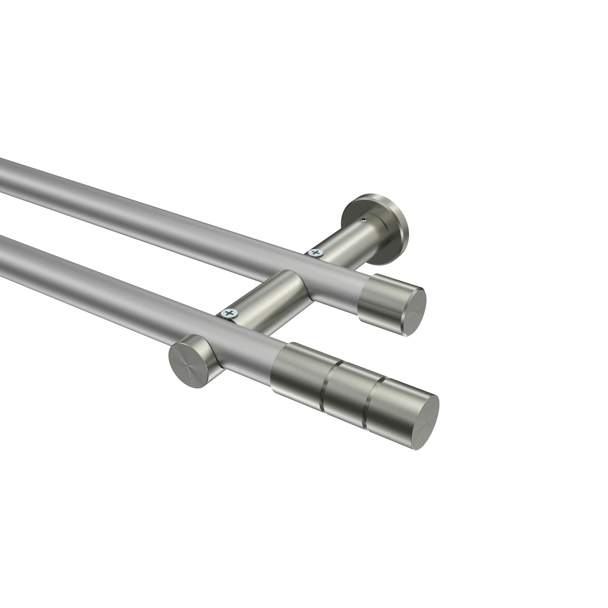 Gardinenstange Silbergrau / Edelstahl-Optik, zweiläufig Metall 20 mm Ø Platon Elanto Gardinenstange Silbergrau / Edelstahl-Optik, zweiläufig Metall 20 mm Ø Platon Elanto