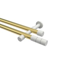 Vorhangstange Messing-Optik / Weiß, 2-läufig Metall 20 mm Ø Prestige Elanto Vorhangstange Messing-Optik / Weiß, 2-läufig Metall 20 mm Ø Prestige Elanto