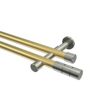 Gardinenstange Messing-Optik / Edelstahl-Optik 20 mm Ø Prestige Elanto, doppelläufig Gardinenstange Messing-Optik / Edelstahl-Optik 20 mm Ø Prestige Elanto, doppelläufig