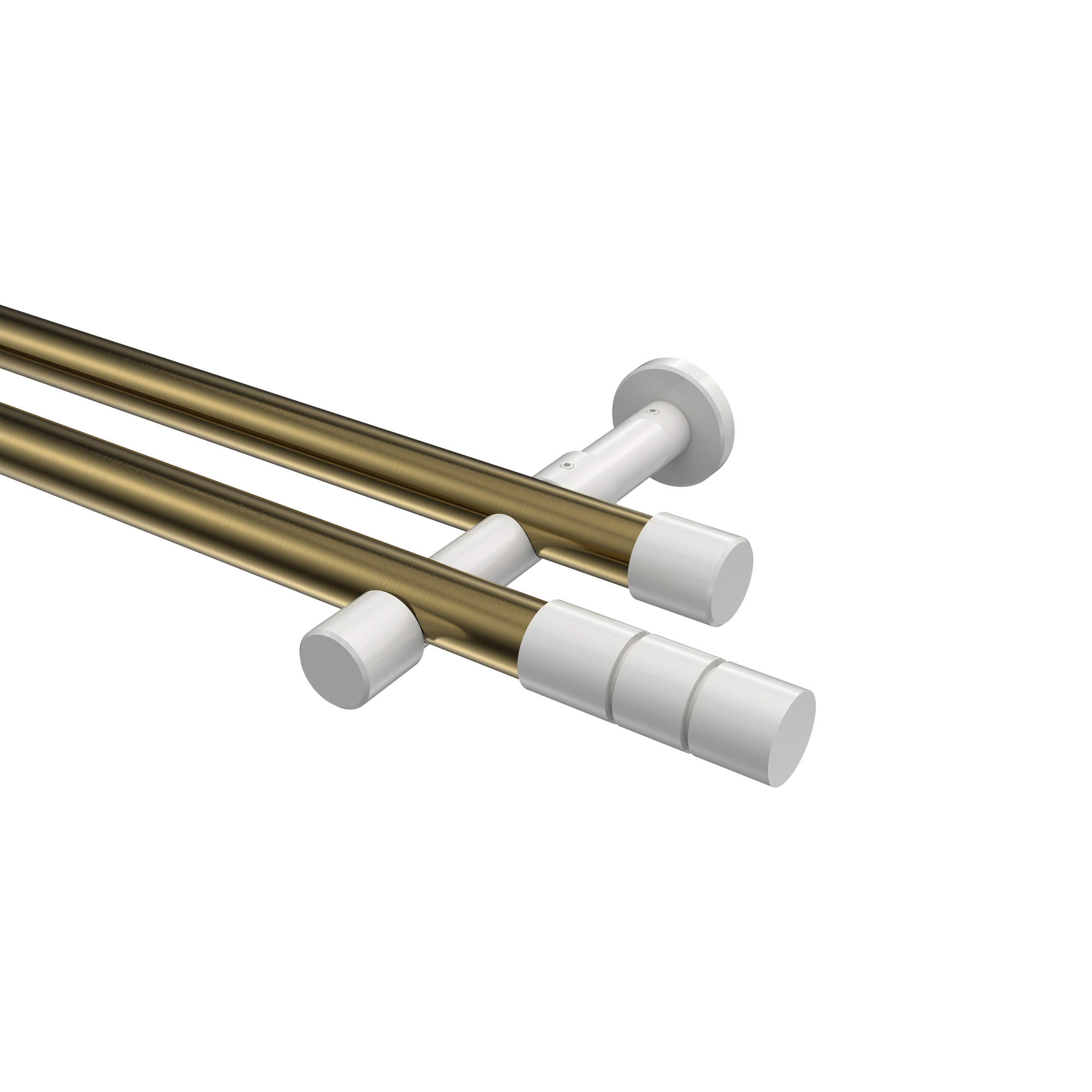 Vorhangstange Messing Antik / Weiß, zweiläufig Metall 20 mm Ø Prestige Elanto Vorhangstange Messing Antik / Weiß, zweiläufig Metall 20 mm Ø Prestige Elanto