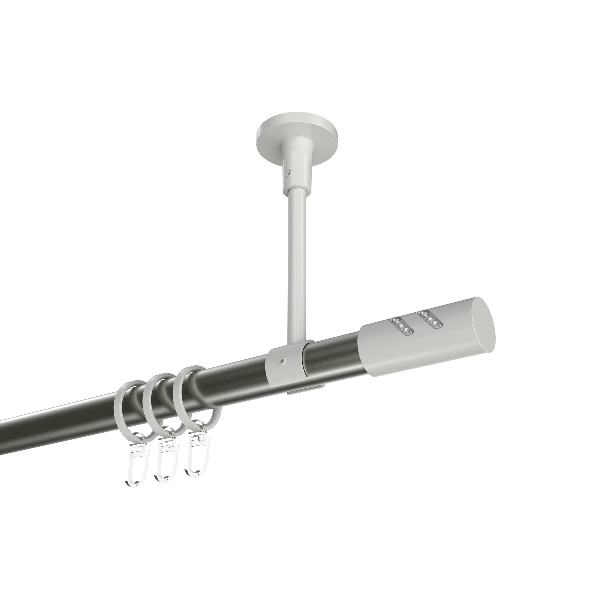 Gardinenstange (Deckenanbringung) Edelstahl-Optik / Weiß, Metall 20 mm Ø Sonette Zoena Gardinenstange (Deckenanbringung) Edelstahl-Optik / Weiß, Metall 20 mm Ø Sonette Zoena