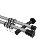 Vorhangstange Silbergrau / Schwarz, Metall 20 mm Ø Prestige Sitra, 2-läufig Vorhangstange Silbergrau / Schwarz, Metall 20 mm Ø Prestige Sitra, 2-läufig