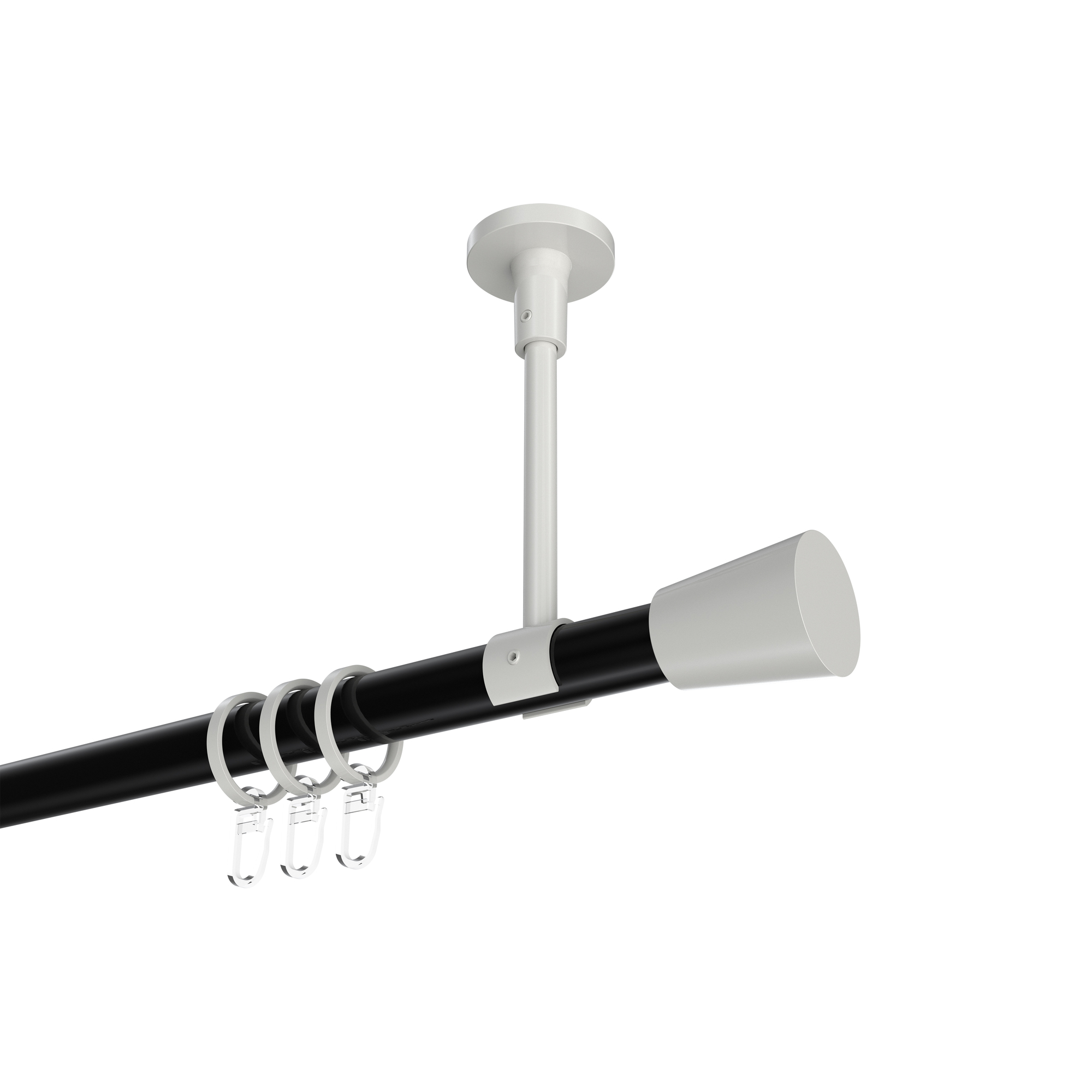 Gardinenstange (Deckenbefestigung) Schwarz / Weiß, Metall 20 mm Ø Sonette Sitra Gardinenstange (Deckenbefestigung) Schwarz / Weiß, Metall 20 mm Ø Sonette Sitra