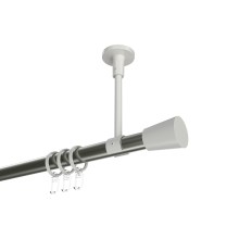 Vorhangstange (Deckenmontage) Edelstahl-Optik / Weiß, Metall 20 mm Ø Sonette Sitra Vorhangstange (Deckenmontage) Edelstahl-Optik / Weiß, Metall 20 mm Ø Sonette Sitra