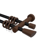 Vorhangstangen Schwarz / Nussbaum 20 mm Ø zweiläufig Talena Bero Metall / Holz Vorhangstangen Schwarz / Nussbaum 20 mm Ø zweiläufig Talena Bero Metall / Holz