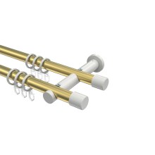 Vorhangstange Messing-Optik / Weiß, zweiläufig Metall 20 mm Ø Platon Santo Vorhangstange Messing-Optik / Weiß, zweiläufig Metall 20 mm Ø Platon Santo